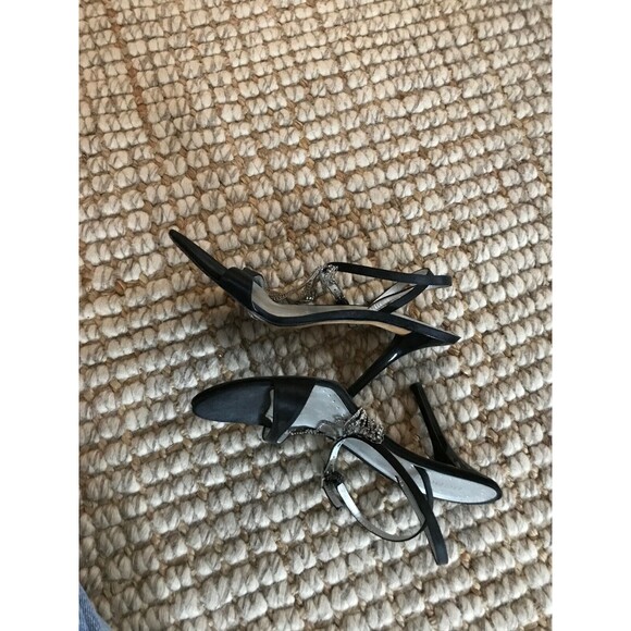 BCBGirls y2k babydoll strappy heeled sandals black silver 8B dance formal prom - Picture 7 of 8